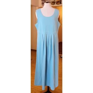 Vtg Womens Maxi Dress XL Turquoise Blue Sleeveless Y2K Casual Coastal Minimalist